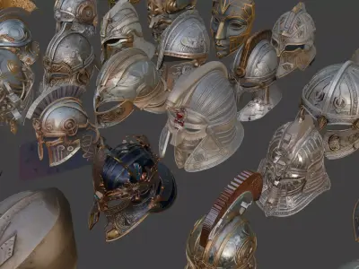 Medieval Fantasy Helmets Pack 3D model