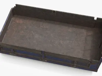 Rusted Stake Bed Platform with Wooden Sides Blue Old 3D model