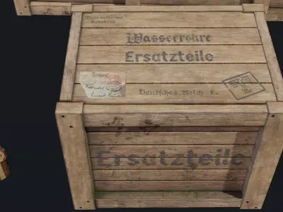 WWII German wooden Cargo Crates Low-poly 3D model