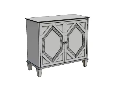 Mid Century Modern Geometric Accent Cabinet With Storage 3D model