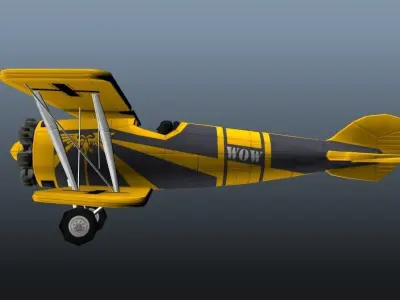 Biplane Low-poly 3D model purchase