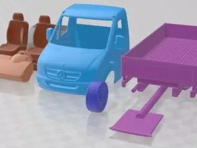 Mercedes Benz Sprinter Pickup 2002 Printable Truck 3D print model