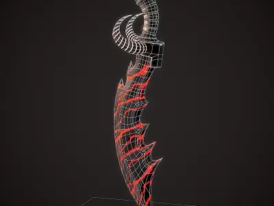 Stylized Curved Sword Low-poly 3D model
