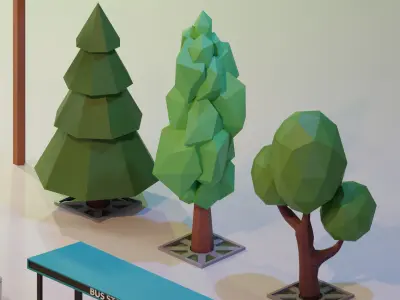 Low Poly City Assets - Low poly game assets - game props Low-poly 3D model