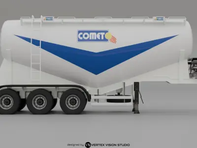 Cement Tanker Semi-Trailer 3D model