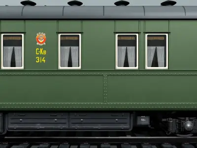 6-axles railcar-salon Low-poly 3D model