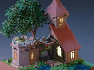 Castle LowPoly  Low-poly 3D model