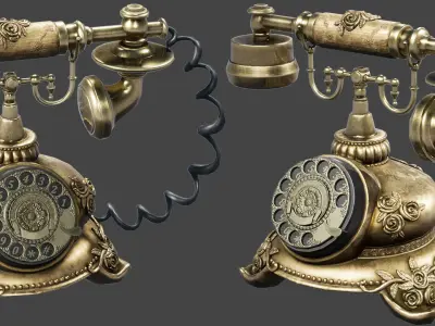Antique Telephone Low-poly 3D model buy