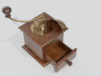 Rigged vintage coffe grinder Low-poly 3D model