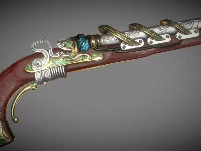 Steampunk CoilLock Pistol Low-poly 3D model