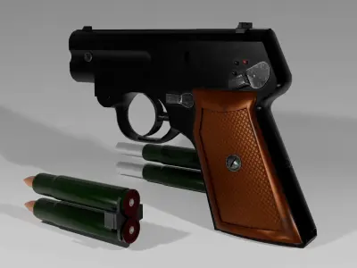 Soviet noiseless pistol complex S4 Low-poly 3D model