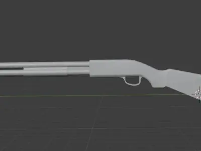 Simple Pump Shotgun Mesh with texture 3D model
