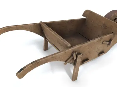 Wooden Wheelbarrow - Low Poly Low-poly 3D model