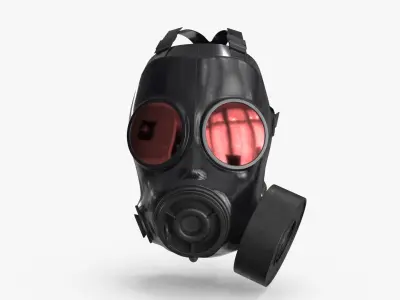 Gas Mask Red Mirrored Low-poly 3D model