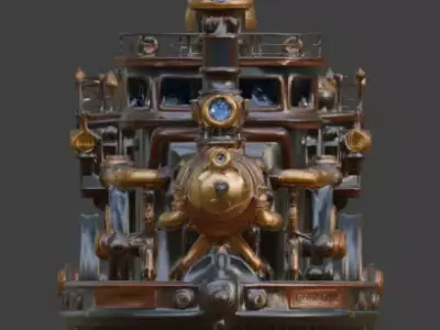 Steampunk Heavy Industrial Land-Ship 3D Model Low-poly 3D model