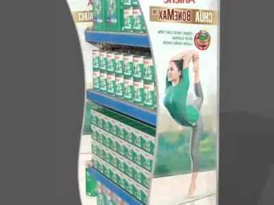 Supermarket shelf for milk can Low-poly 3D model