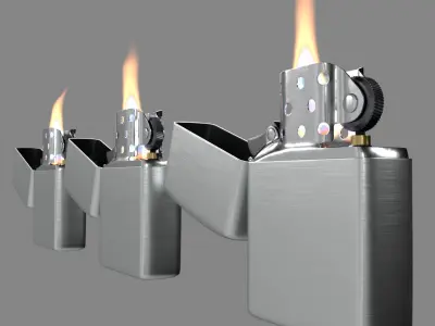 Classic Oil Lighter with Flame VDB for Blender 3D model