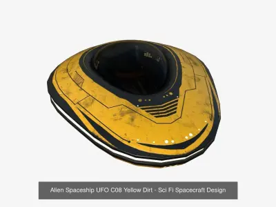 10 Alien Spaceships UFO Collection H Yellow - Spacecraft Design 3D Model Pack