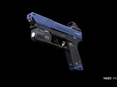 Sci-fi Pistol Low-poly 3D model 10