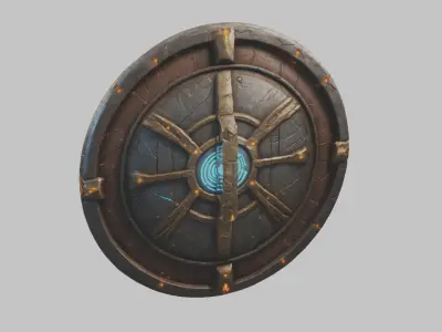 SKull shield medieval lowpoly game asset Low-poly 3D model