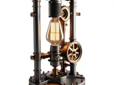 Steampunk Industrial Edison Table Lamp Low-poly 3D model