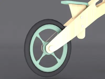 Wooden Balance Bike  Low-poly 3D model
