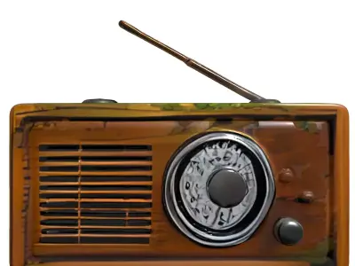 Weathered Vintage Wooden Radio Low-poly 3D model