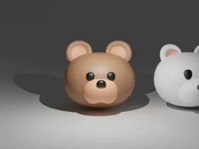 Animal head cartoon 3D models Low-poly 3D model