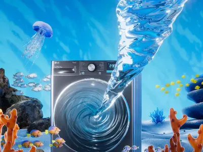 Underwater washing machine fish school coral  3D model