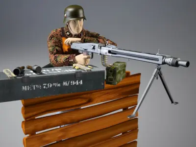 MG-42 machine gun set 3D model