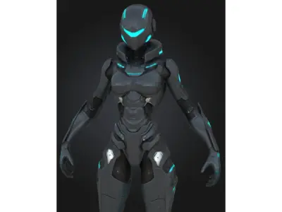 Futuristic Female Warrior Low-poly 3D model