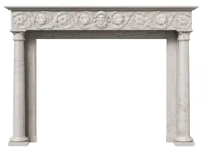 Antique 19th Century Marble Fireplace 3D model