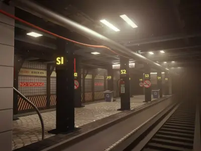 Subway station interior  Low-poly 3D model