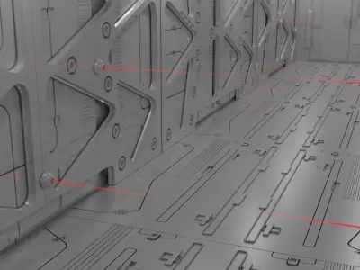 Sci-fi interior coridor 3D model