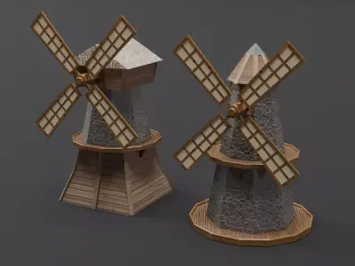 Windmill collection low-poly 3d model Low-poly 3D model