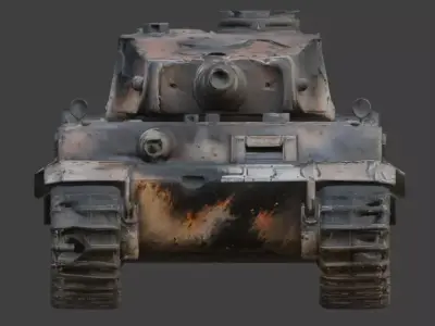 Destroyed World War II Heavy Battle Tank 3D Model V02 Low-poly 3D model