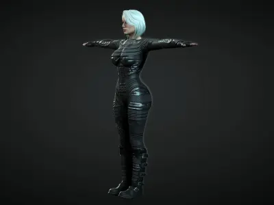 Futuristic Woman  Low-poly 3D model