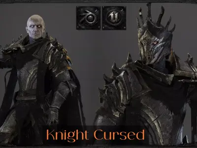 Knight Cursed Modular Game Ready Low-poly 3D model