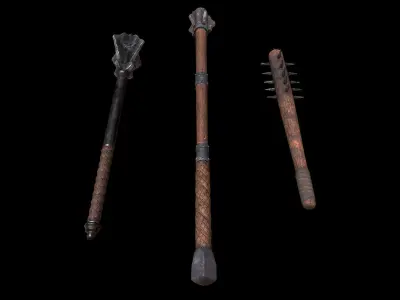 Mazze medievali Low-poly 3D model