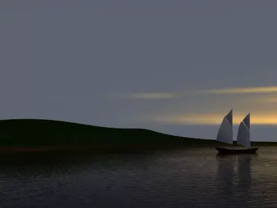 Sailboat in water Free 3D model