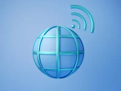 3D Illustration of internet icon emitting signal 3D model
