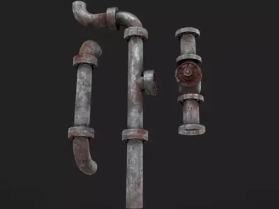 Rusty Pipes Low-poly 3D model
