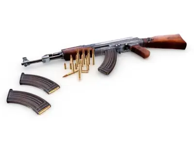 Mikhail Kalashnikov  AK-47 Low-poly 3D model