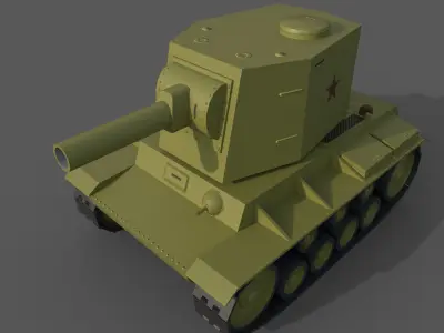 Cartoon KV-2 Low-poly 3D model