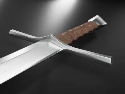 Medieval Sword 03 low poly plus old texture and sheath UE Low-poly 3D model