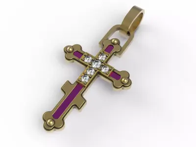 Antique Enamel and Diamond Cross Pendant 3D print model