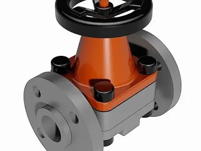 PVC Manual Diaphragm Valves - DIN Flanged Ends Free 3D model