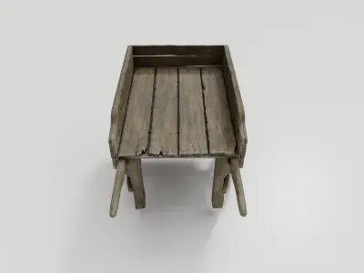 Old medieval wooden cart Low-poly 3D model