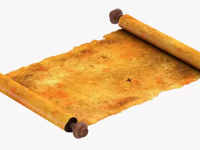 Scroll Open With Pirate Map 02 1 3D model