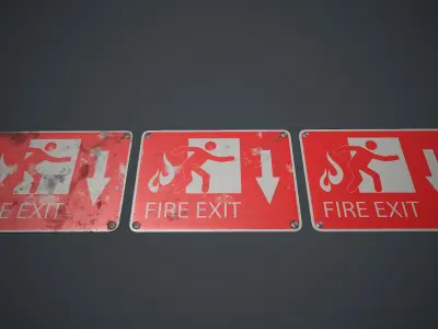 Plastic Exit Sign 4 PBR Game Ready Low-poly 3D model